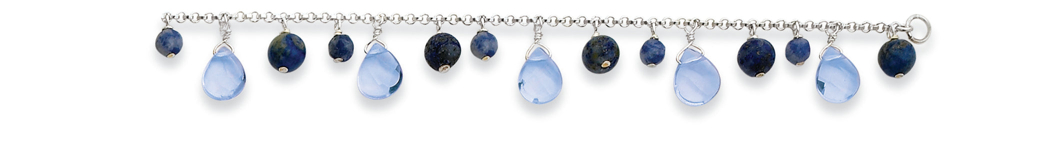 Sterling Silver Blue Crystal & Sodalite Dangle Bracelet