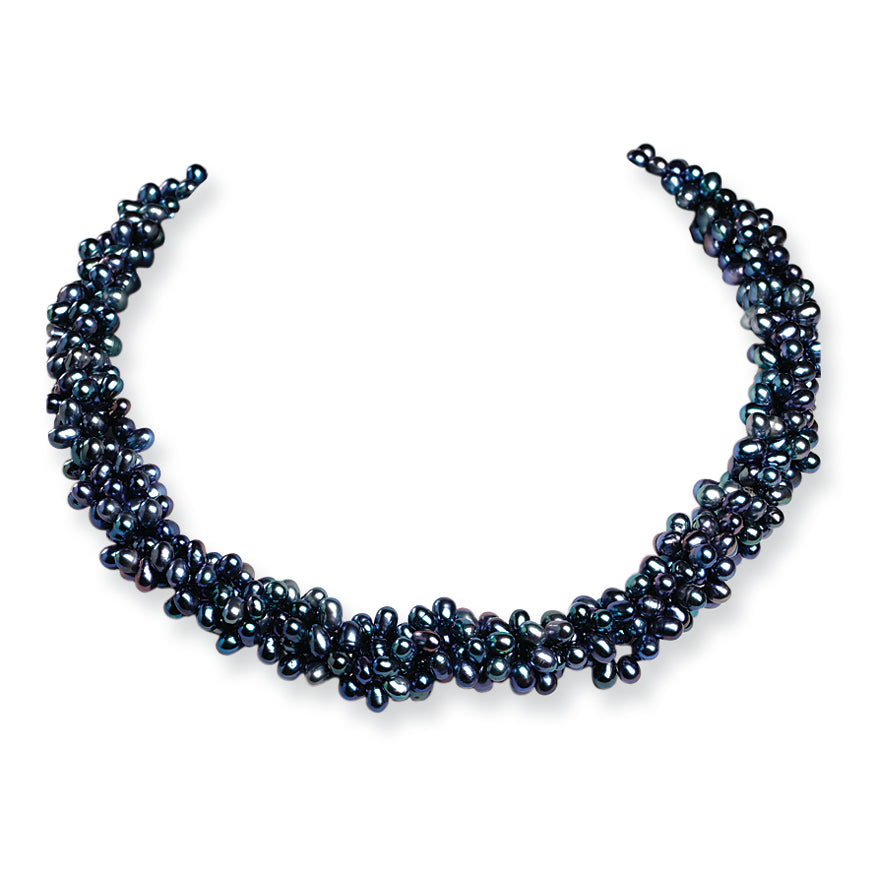 Sterling Silver 4-4.5mm Freshwater Cultured Peacock Pearl Necklace
