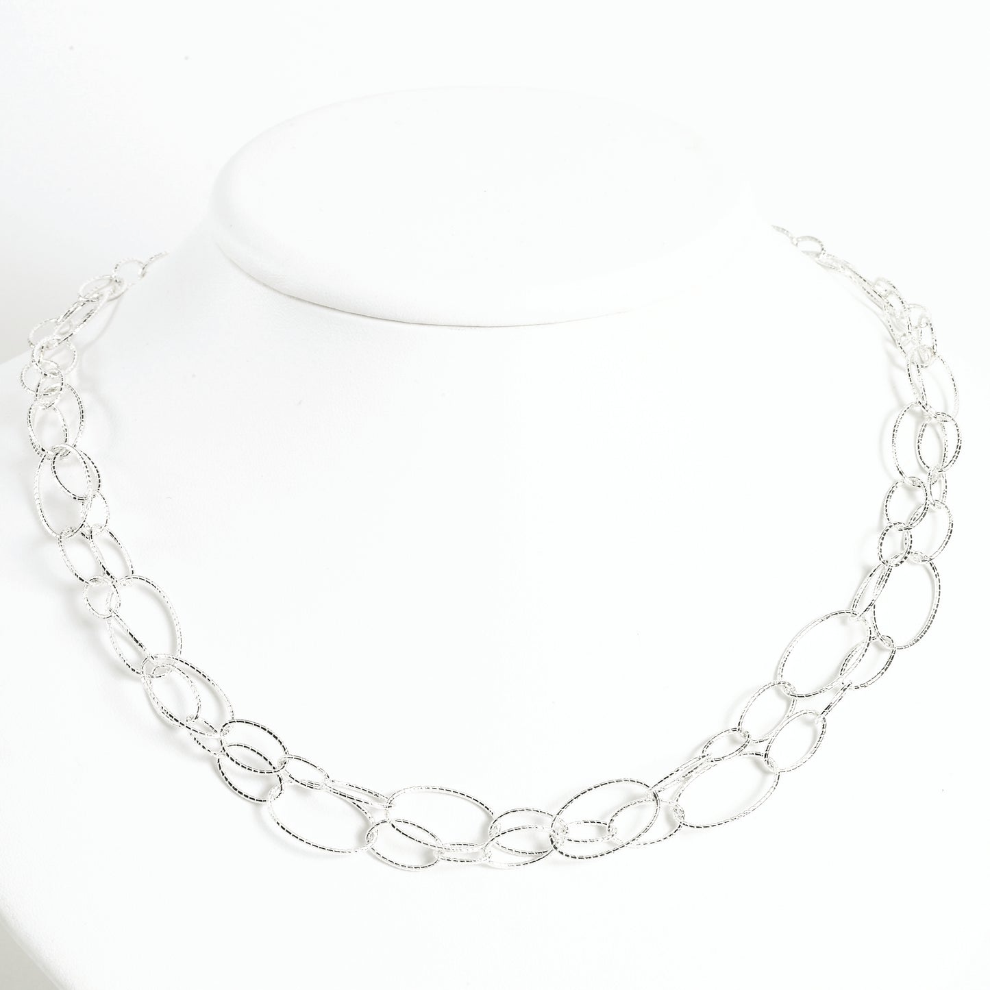 Sterling Silver Fancy Oval Link Bracelet 7.5 Inches
