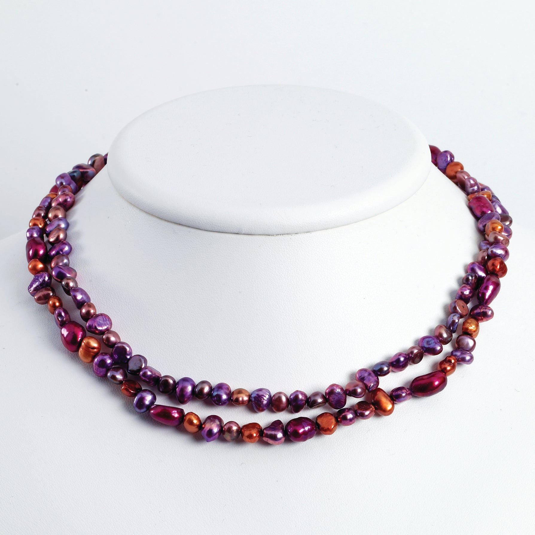 Sterling Silver Browns/Purples Freshwater Cultured Pearl Necklace
