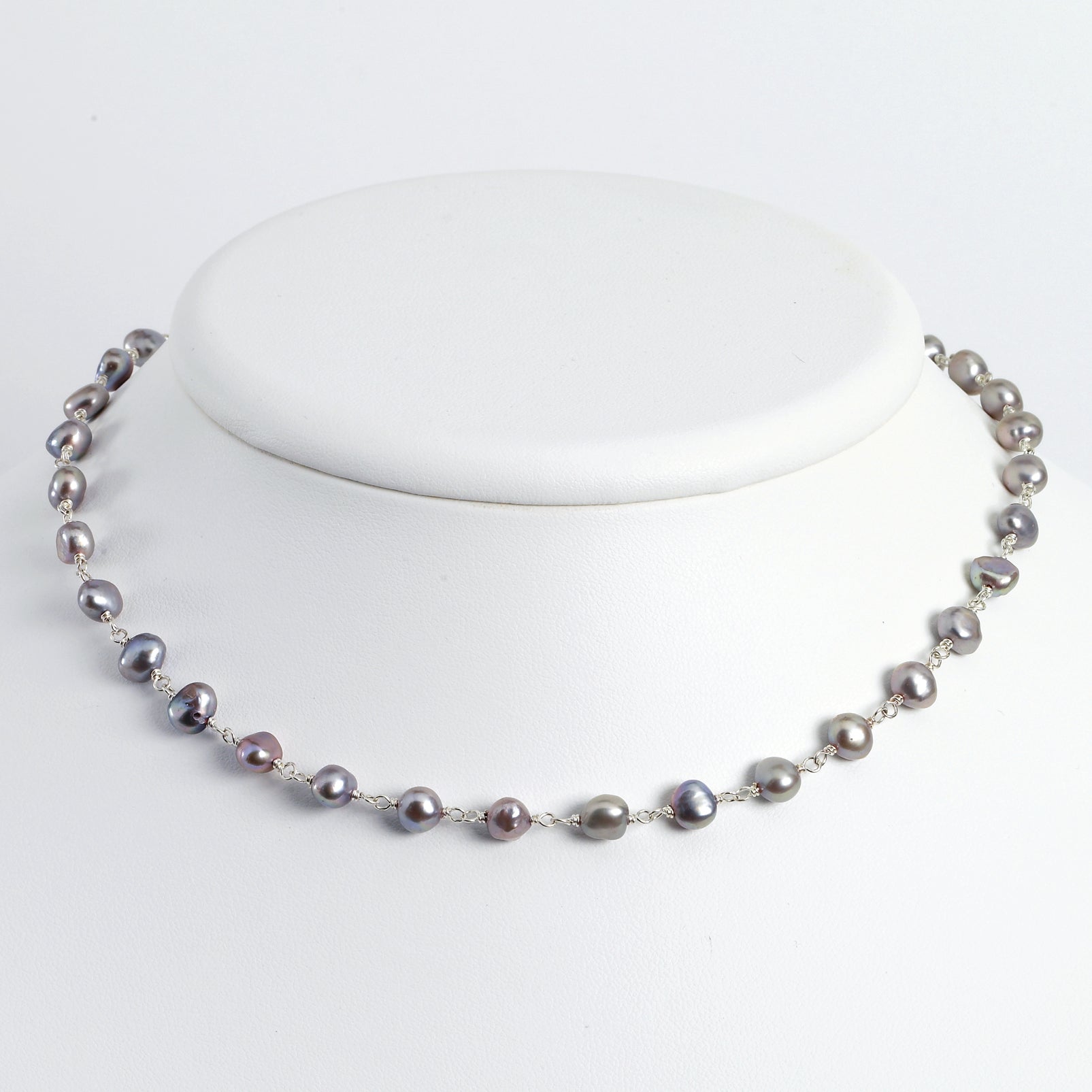 Sterling Silver Grey Freshwater Cultured Pearl Necklace