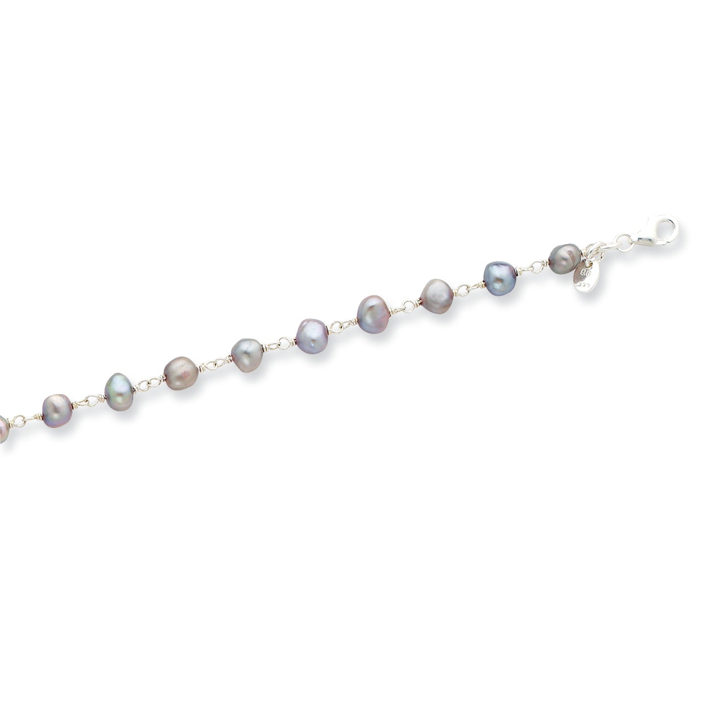 Sterling Silver Grey Freshwater Cultured Pearl Bracelet