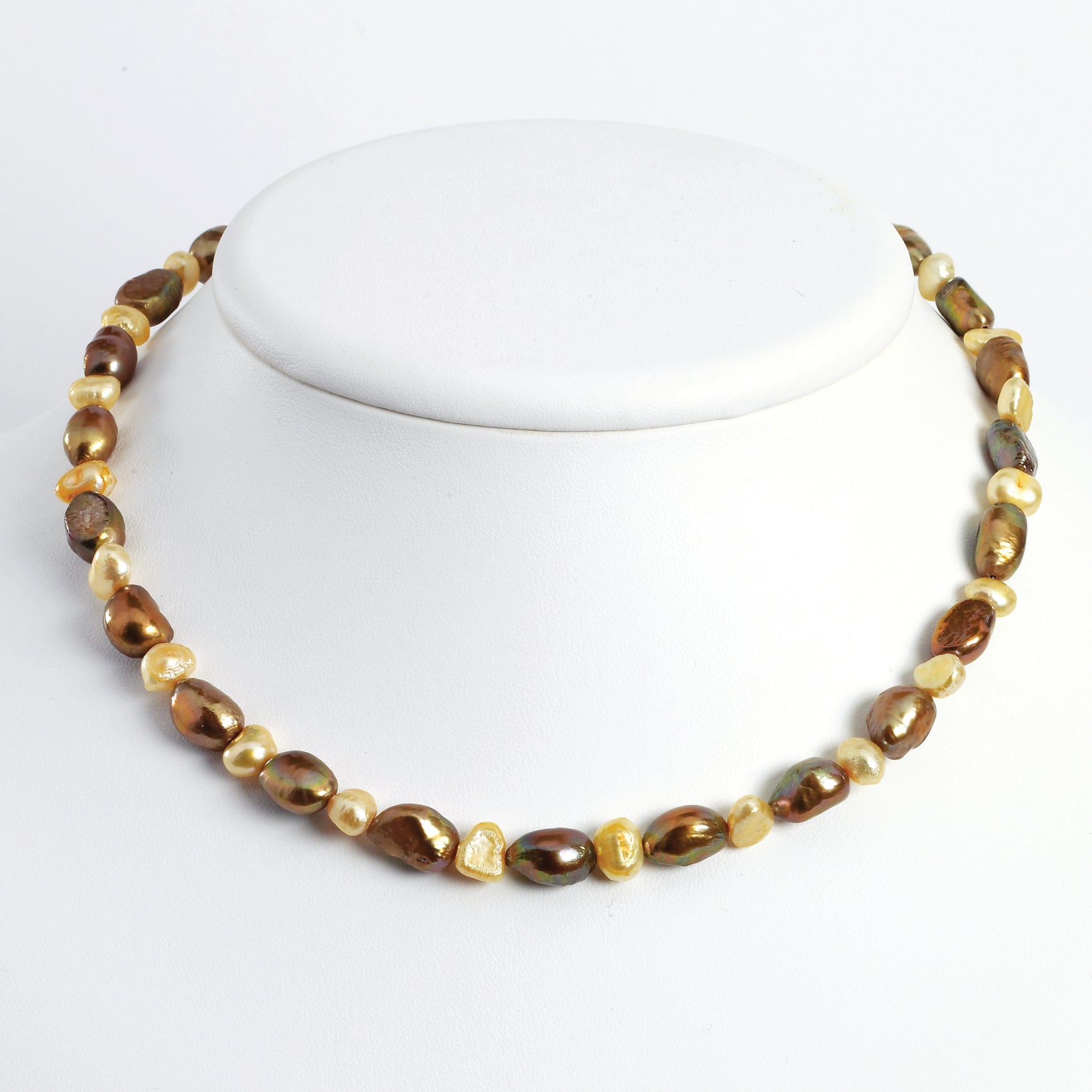 Sterling Silver Champagne & Golden Freshwater Cultured Pearl Necklace