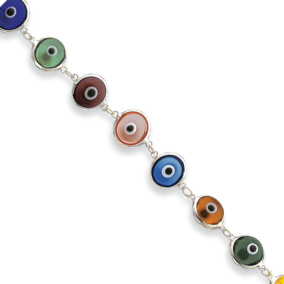 SS 3-DimensionalTransparentMulti-coloredEyeBracelet 7.5 Inches