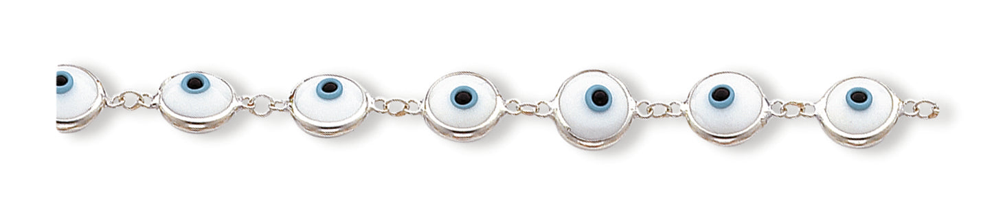 SS 7.5inch3-DimensionalOpaqueWhiteEyeBracelet 7.5 Inches