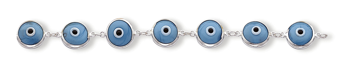 SS 3-DimensionalOpaqueTurquoiseBlueEyeBracelet 7.5 Inches