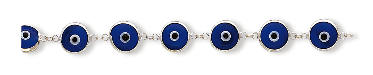 SS Polished3-DimensionalOpaqueNavyBlueEyeBracelet 7.5 Inches