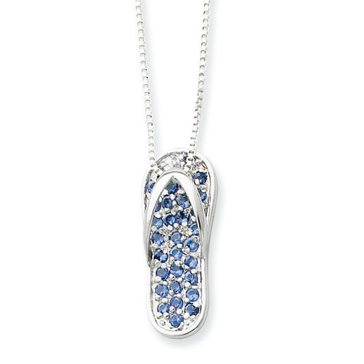 Sterling Silver Blue CZ Slide w/ 18 Box Chain