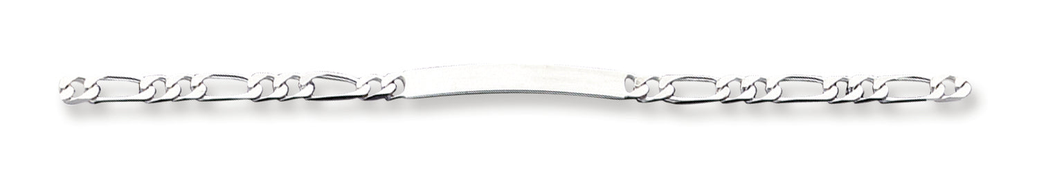 Sterling Silver 7inch Polished Engraveable Figaro Link ID Bracelet 7 Inches