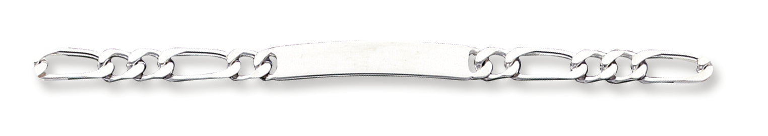 Sterling Silver 8inch Polished Engraveable Figaro Link ID Bracelet 8 Inches