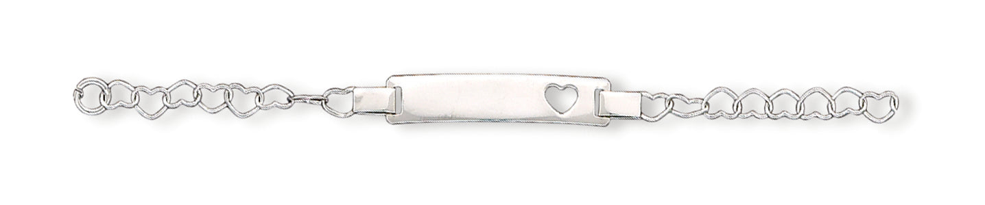 Sterling Silver Heart Baby ID Bracelet 6 Inches