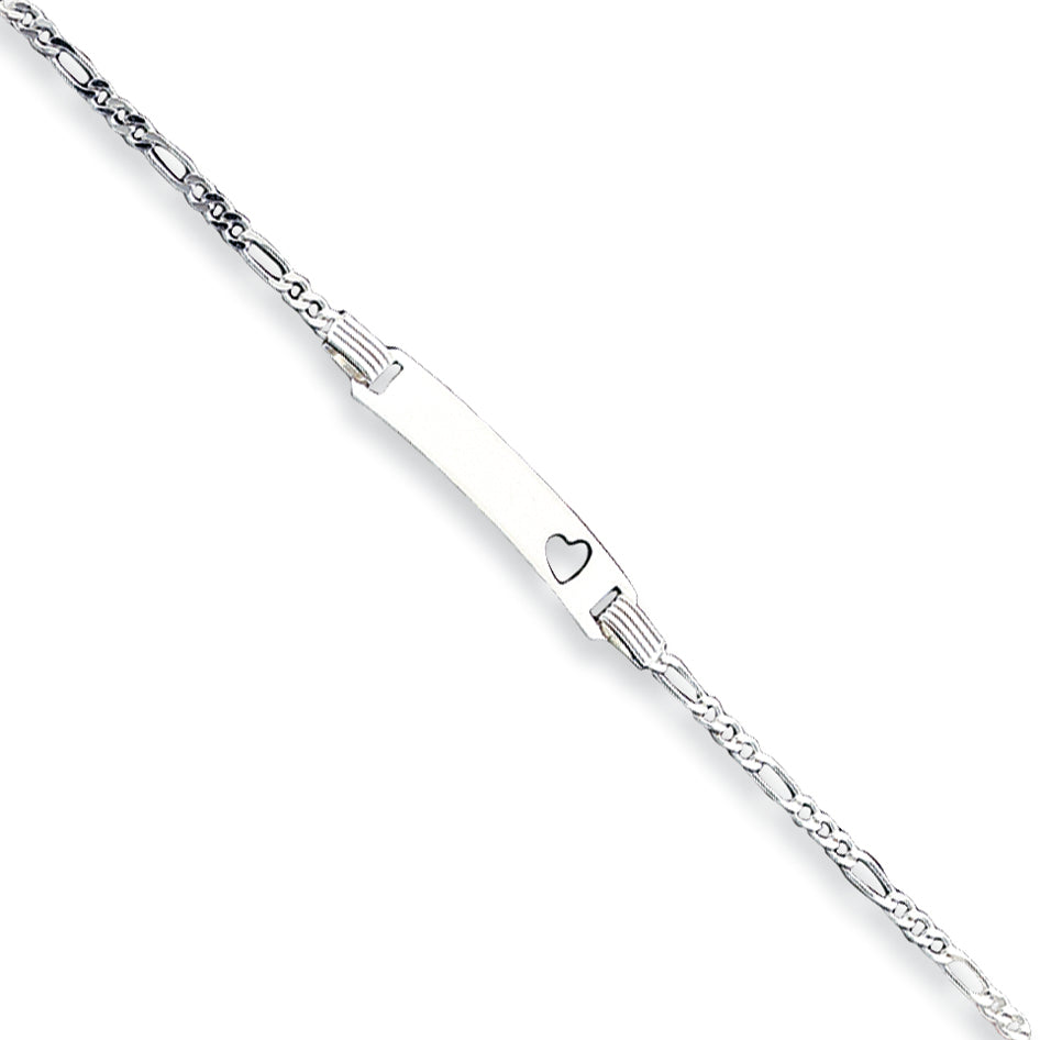 Sterling Silver Baby ID with Cut-out Heart Bracelet 6 Inches