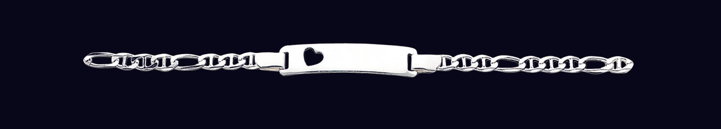 Sterling Silver Baby ID with Cut-out Heart Bracelet 5.5 Inches
