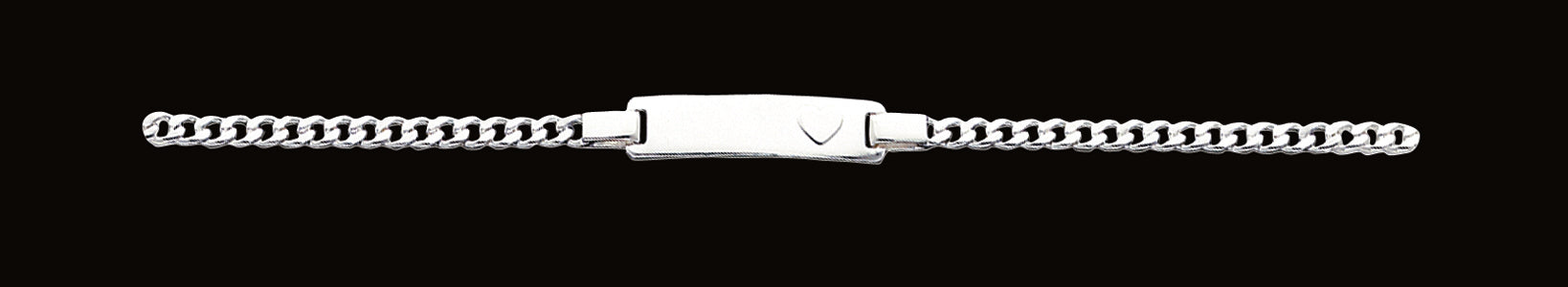 Sterling Silver Baby ID with Heart Bracelet 6 Inches