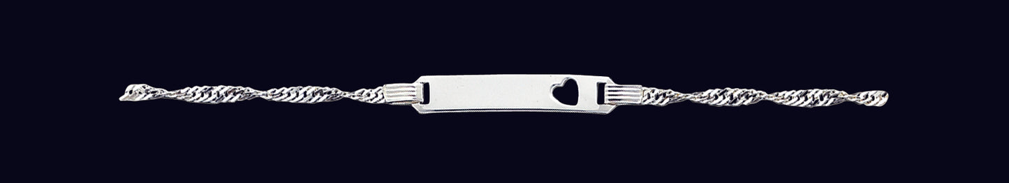 Sterling Silver Baby ID with Cut-out Heart Bracelet 5.5 Inches