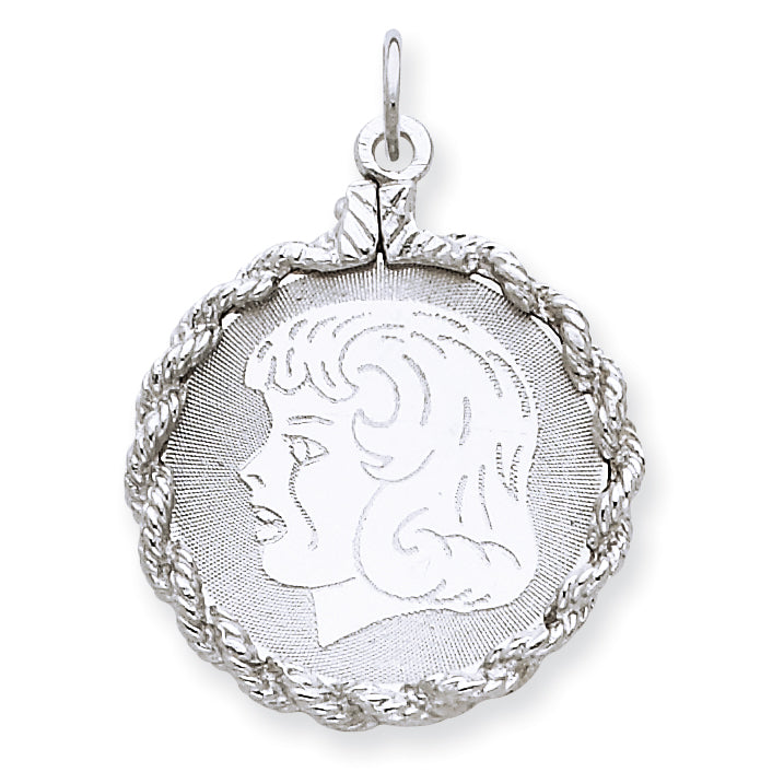 Sterling Silver Engraveable Girl Disc Charm
