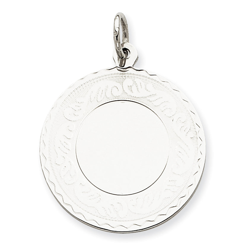Sterling Silver Engraveable Round with Scroll Disc Charm