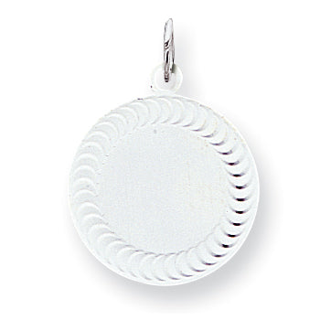 Sterling Silver Engraveable Round Patterned Disc Charm