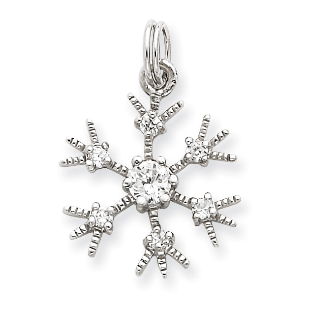 Sterling Silver Clear CZ Snowflake Charm