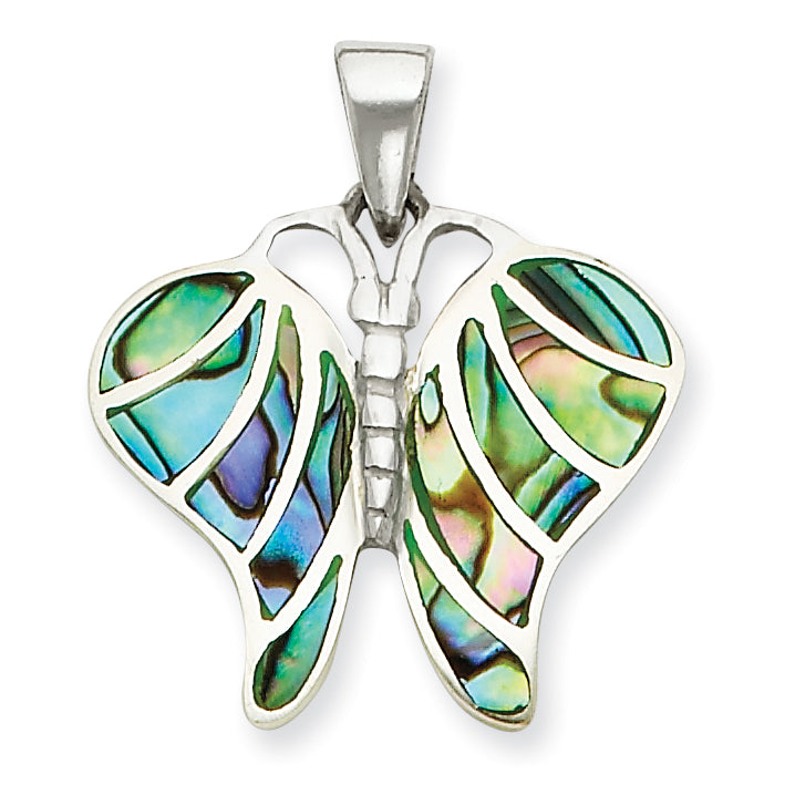 Sterling Silver Abalone Butterfly Pendant