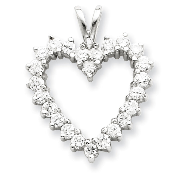 Sterling Silver CZ Heart Pendant