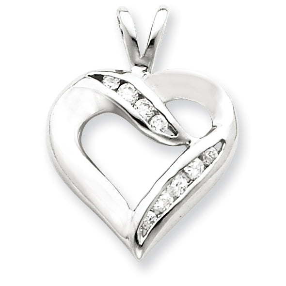 Sterling Silver CZ Heart Pendant