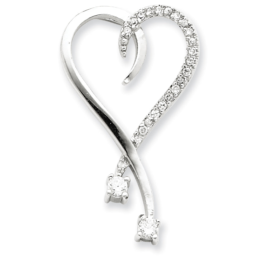 Sterling Silver CZ Heart Pendant