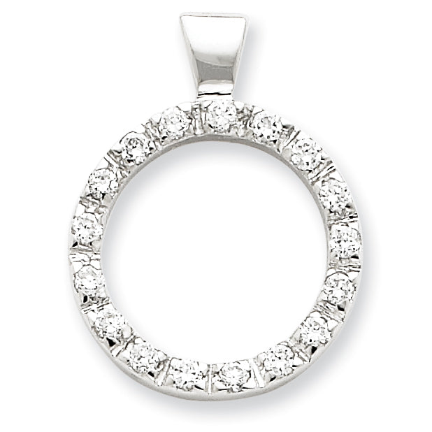 Sterling Silver CZ Circle Chain Slide Pendant