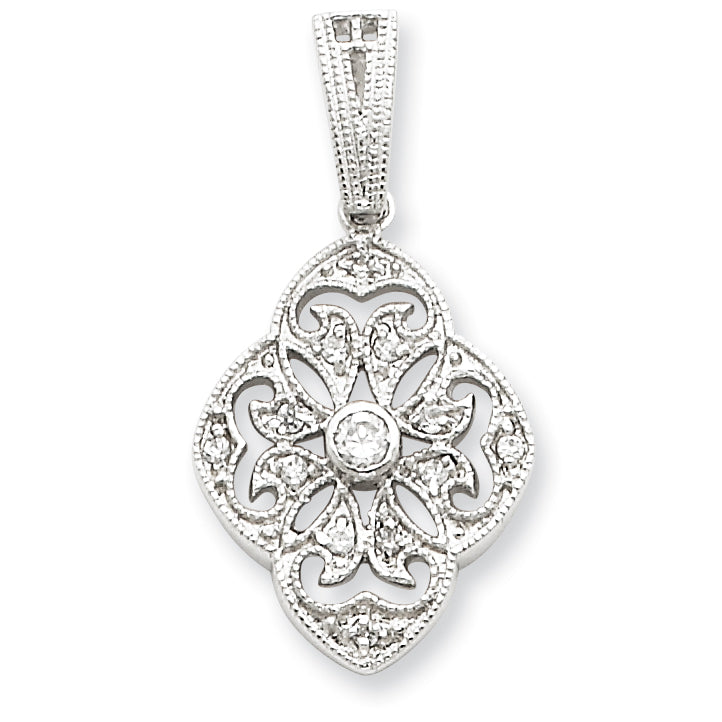 Sterling Silver CZ Vintage Style Pendant