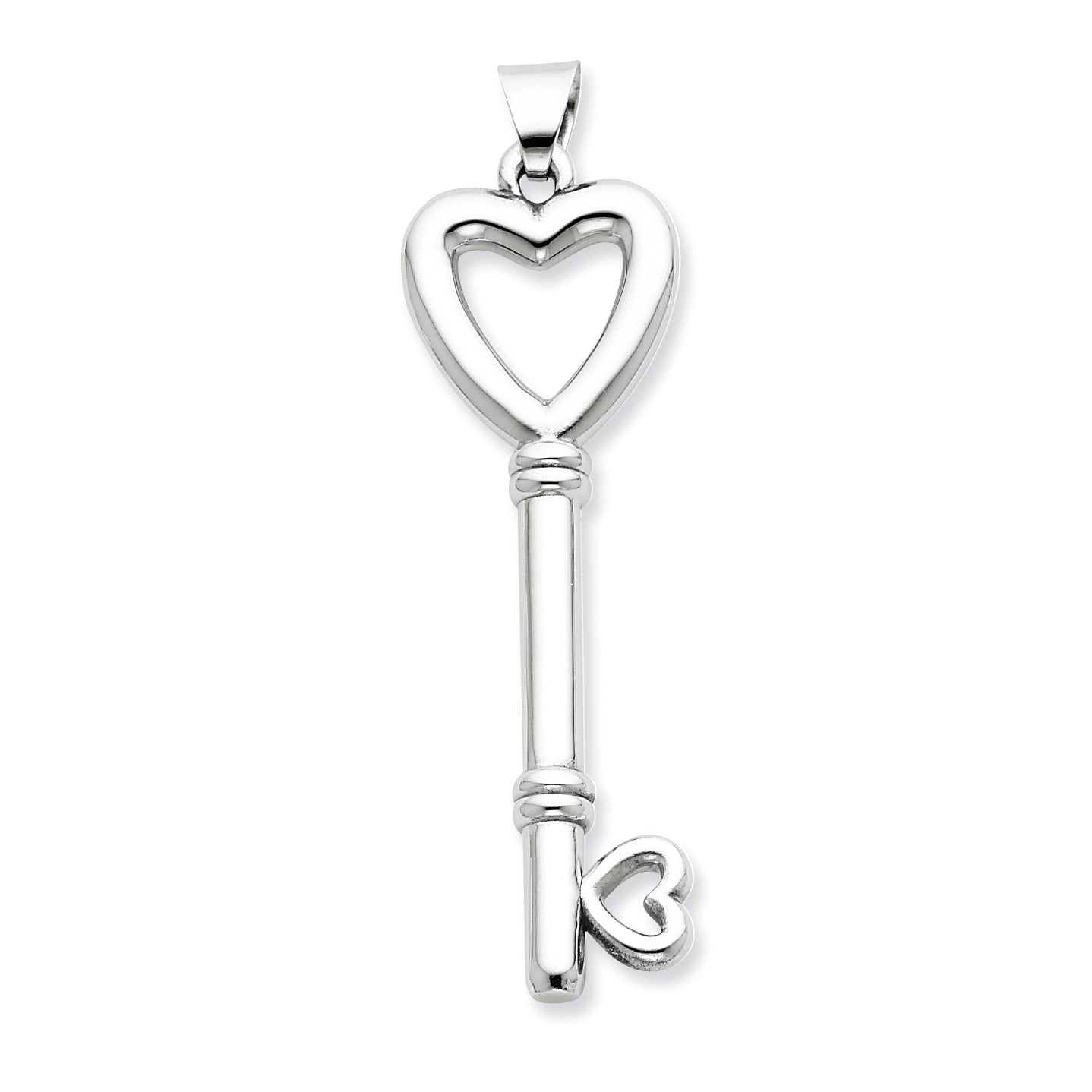 Sterling Silver Heart Design Key Pendant