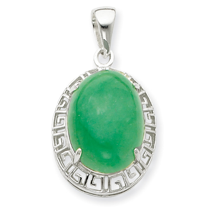 Sterling Silver Jade Greek Key Pendant
