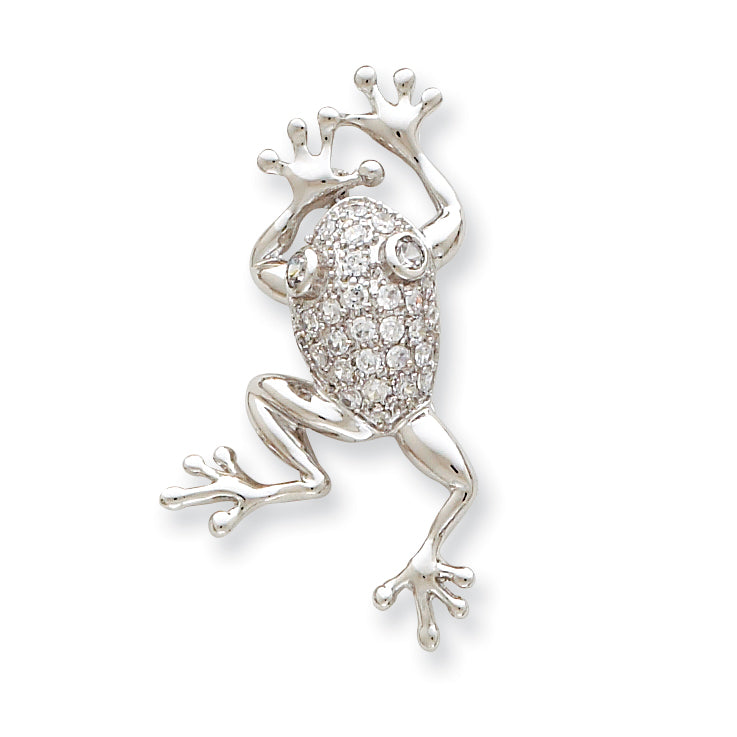 Sterling Silver CZ Frog Pin