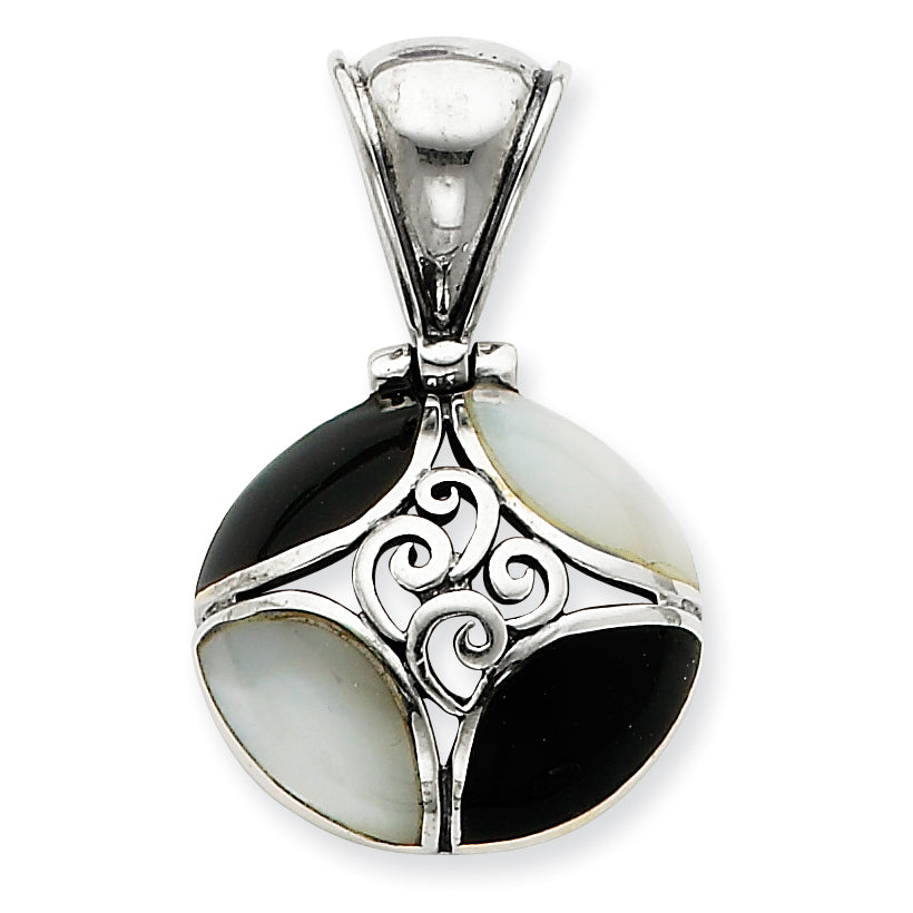 Sterling Silver Black Onyx & Mother Of Pearl Pendant