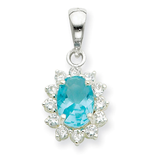 Sterling Silver Blue Crystal Pendant