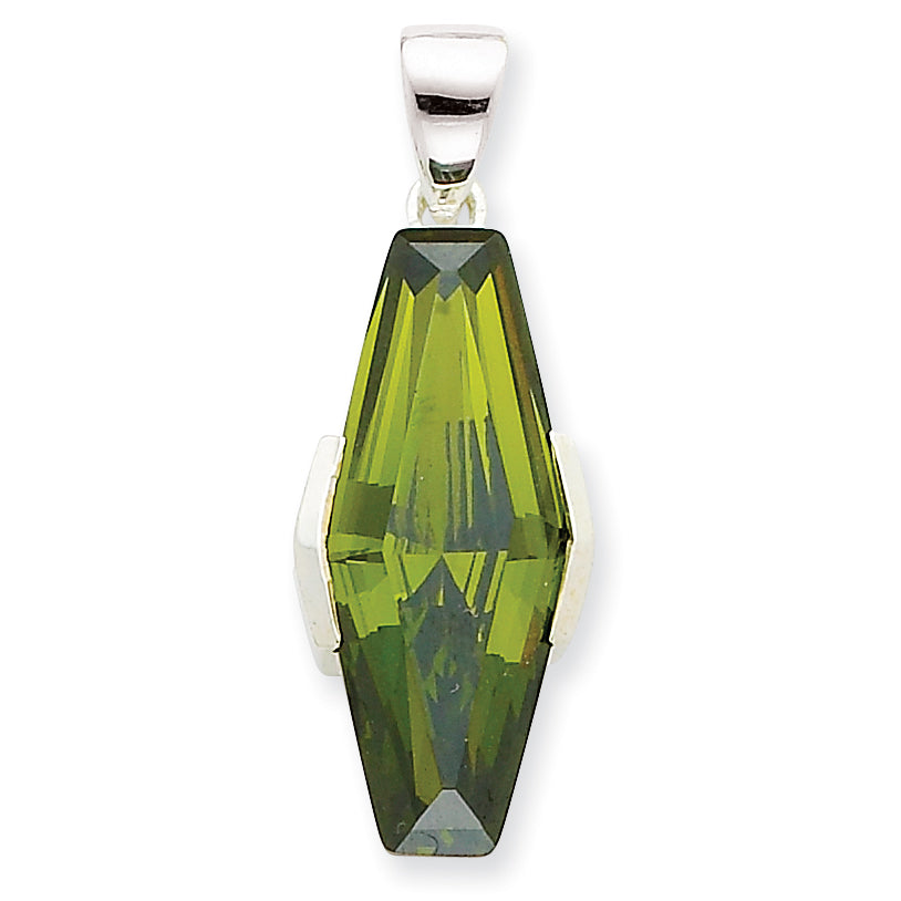 Sterling Silver Dark Green CZ Pendant