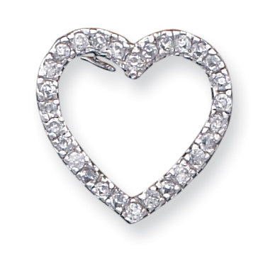Sterling Silver CZ Heart Slide Pendant