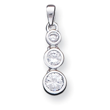 Sterling Silver 3-stone CZ Pendant