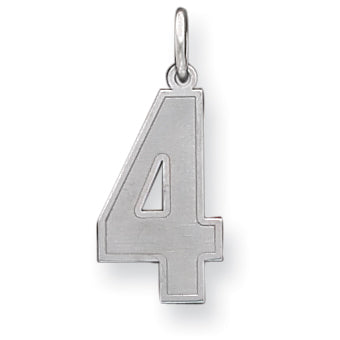 Sterling Silver Large Satin Number 4