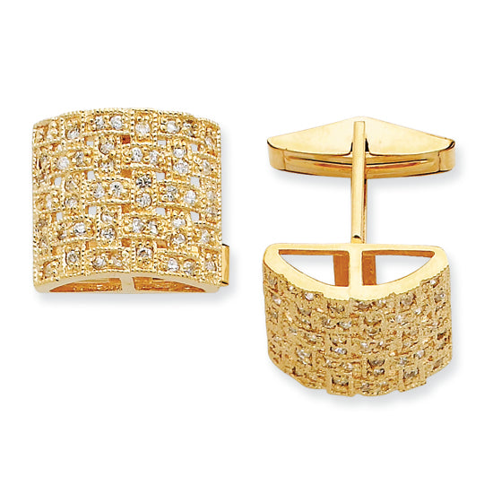 Sterling Silver & Vermeil Woven CZ Cuff Links
