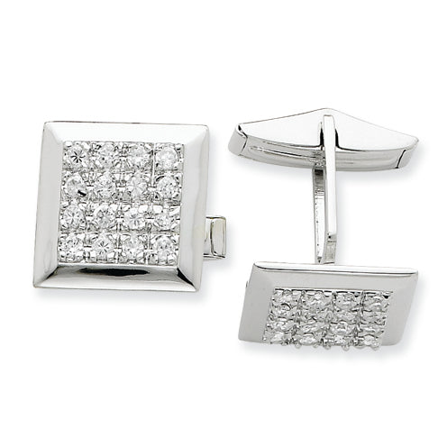 Sterling Silver CZ Cuff Links
