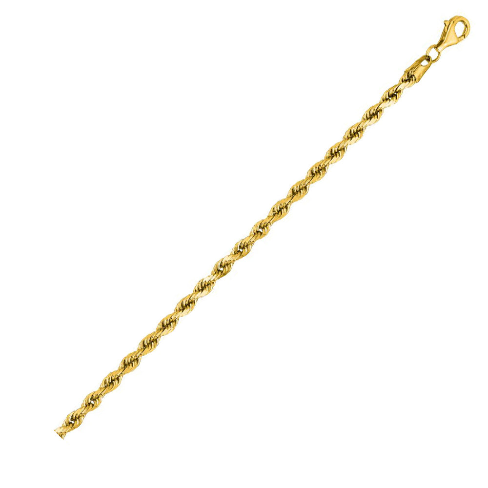 14K Solid Yellow Gold Solid Diamond Cut Rope 4mm thick 24 Inches