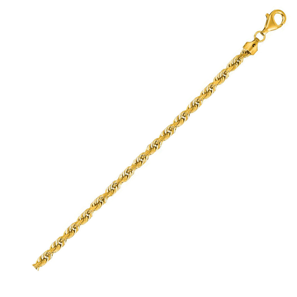 14K Solid Yellow Gold Solid Diamond Cut Rope 5mm thick 20 Inches