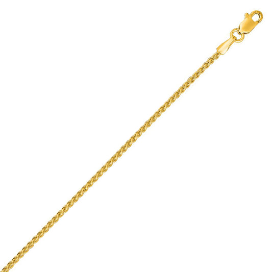 14K Solid Yellow Gold Round Wheat Chain 1.5mm thick 20 Inches