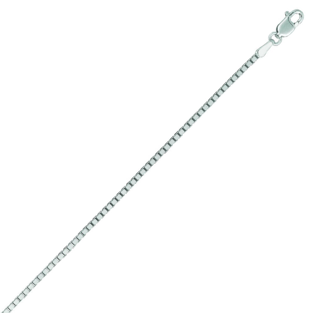 14K Solid White Gold Classic Box Chain 1.4mm thick 24 Inches