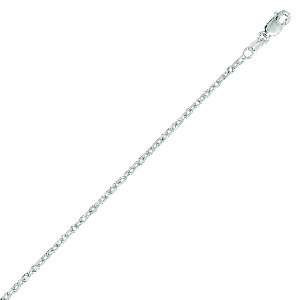 14K Solid White Gold Cable Link Chain 1.9mm thick 30 Inches
