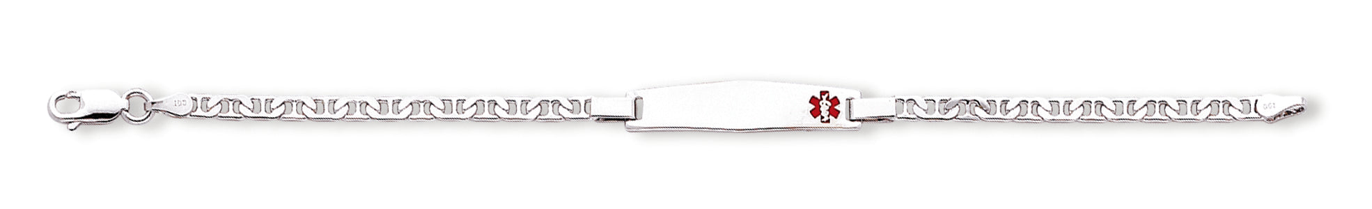 Sterling Silver Children's Medical ID Bracelet w/Anchor 6 Inches
