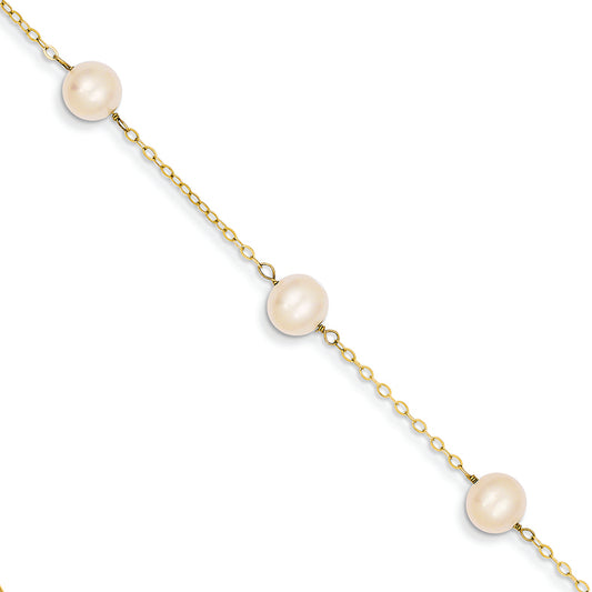 14K Gold 9 inch Pearl Anklet 9 Inches