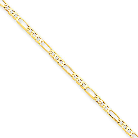 14K Gold  Polished Figaro Link Anklet 10 Inches