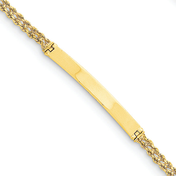 14K Gold Two-strand Rope Baby ID Bracelet 5.5 Inches