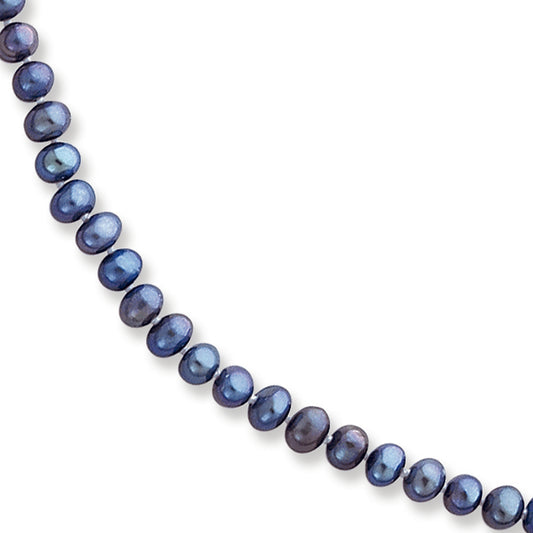 14K Gold 4-4.5mm Black Freshwater Onion Cultured Pearl Necklace 16 Inches